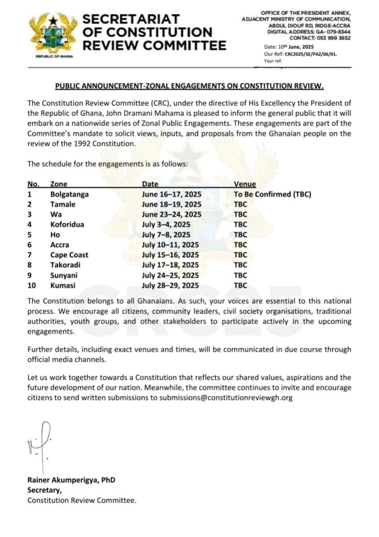 Constitutional Review Committee Begins Public Engagement This Month   