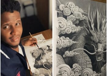 Munachi Uzoigwe’s “Guardian of Stillness” Expands Charcoal Portraiture Beyond the Human Form