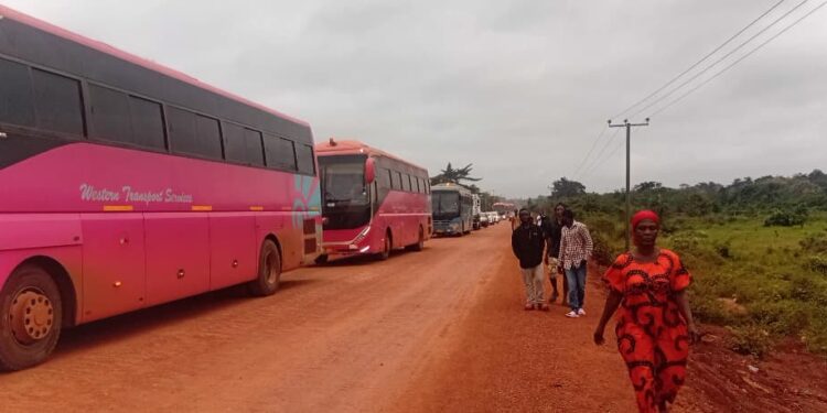 Galamsey Anger: Atronie Chiefs Block Newmont Workers’ Buses